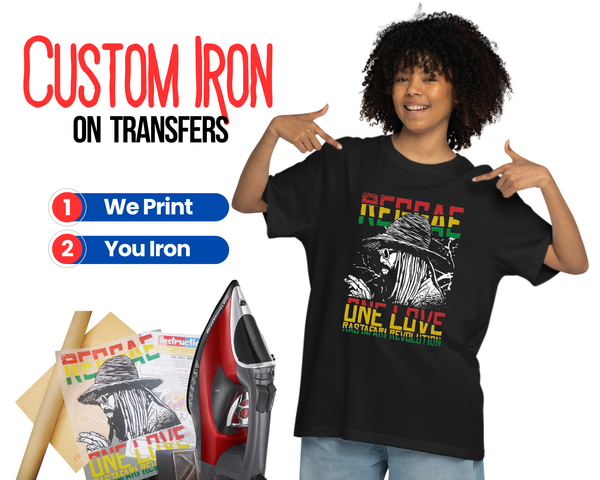 Personalised Iron On Heat Transfers, For T-shirt Garments Custom Design Print, Personalised Photo & Text, Full Colour Iron-On Shirt Gift