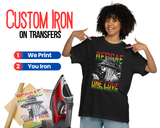 Personalised Iron On Heat Transfers, For T-shirt Garments Custom Design Print, Personalised Photo & Text, Full Colour Iron-On Shirt Gift