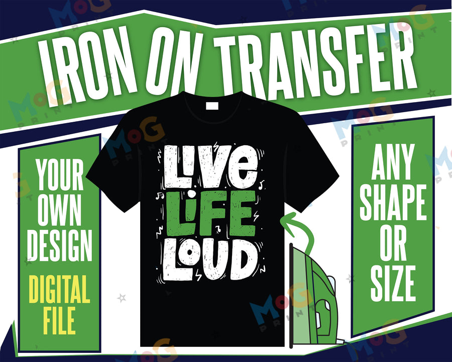 Personalised Heat Transfers - T-shirt Heat Transfer Ready to Apply DTF Iron On Custom - Your Custom Design - Heat Printing Transfer Gang Sheets