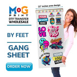 DTF Gang Sheets Custom Heat Transfers Ready to Press - Wholesale Personalised Heat Press Iron on T-shirts - Garments Heat Patch Logo Designs