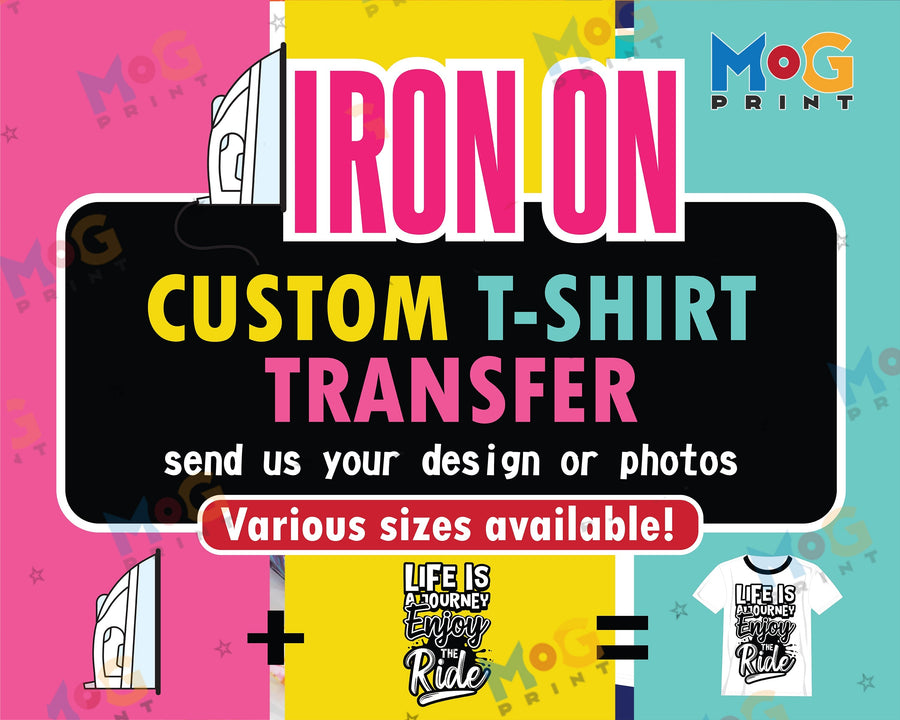 Personalised Iron on Transfers - DIY Heat Transfers Ready to Apply - DTF Transfer Gang Sheet Iron on Patch - Custom Own Logo Text Personalised