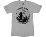 Defend Your Local Library Cat T-shirt Funny Librarian Bookwork Gifts