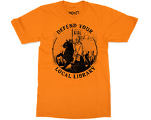 Defend Your Local Library Cat T-shirt Funny Librarian Bookwork Gifts