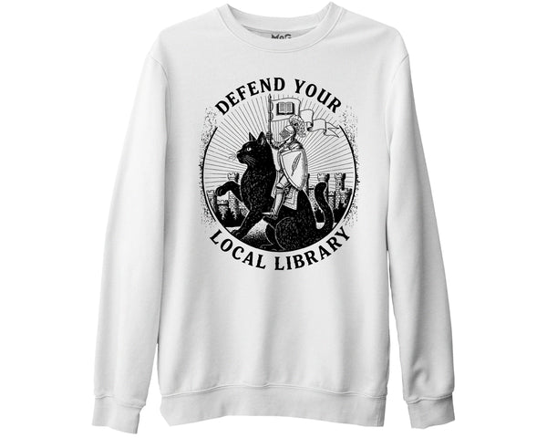 Knight Cat Funny Sweatshirt Book Lover Librarian Jumper Reader Gifts