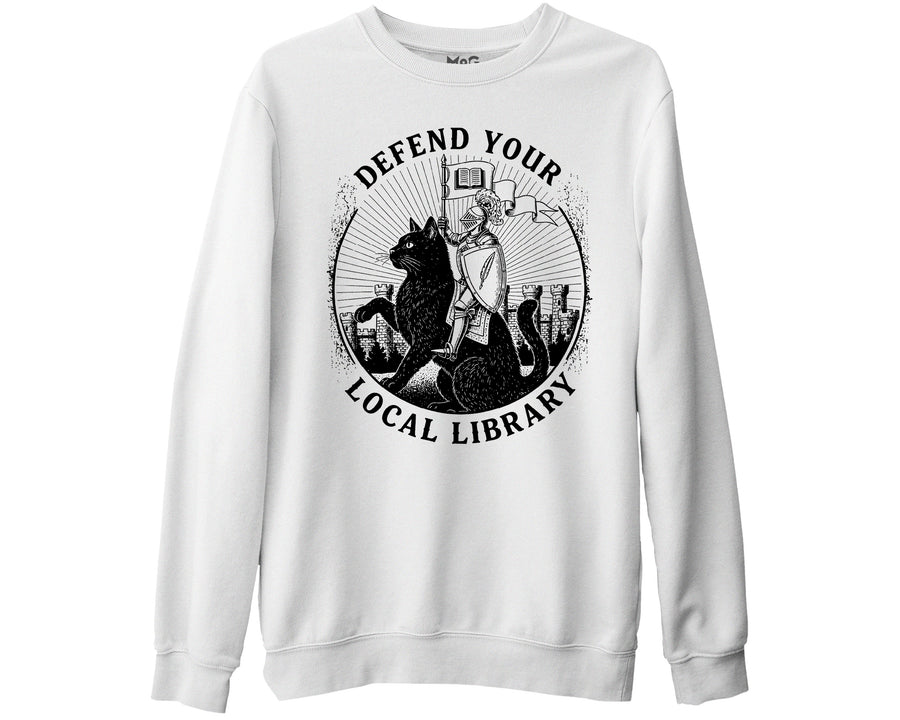 Knight Cat Funny Sweatshirt Book Lover Librarian Jumper Reader Gifts
