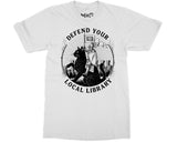 Defend Your Local Library Cat T-shirt Funny Librarian Bookwork Gifts