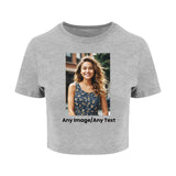 Personalised Photo Women's Crop Top Custom Text Logo Gift Cropped T-shirt