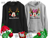 Mickey Minnie Merry Christmas Hoodie Reindeer Antlers Matching Family Xmas Hoody