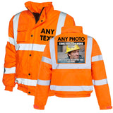 Customised Text Picture Logo Hi Vis Bomber Safety Jacket For Men Workwear