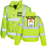 Customised Text Picture Logo Hi Vis Bomber Safety Jacket For Men Workwear