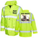 Customised Text Picture Logo Hi Vis Bomber Safety Jacket For Men Workwear