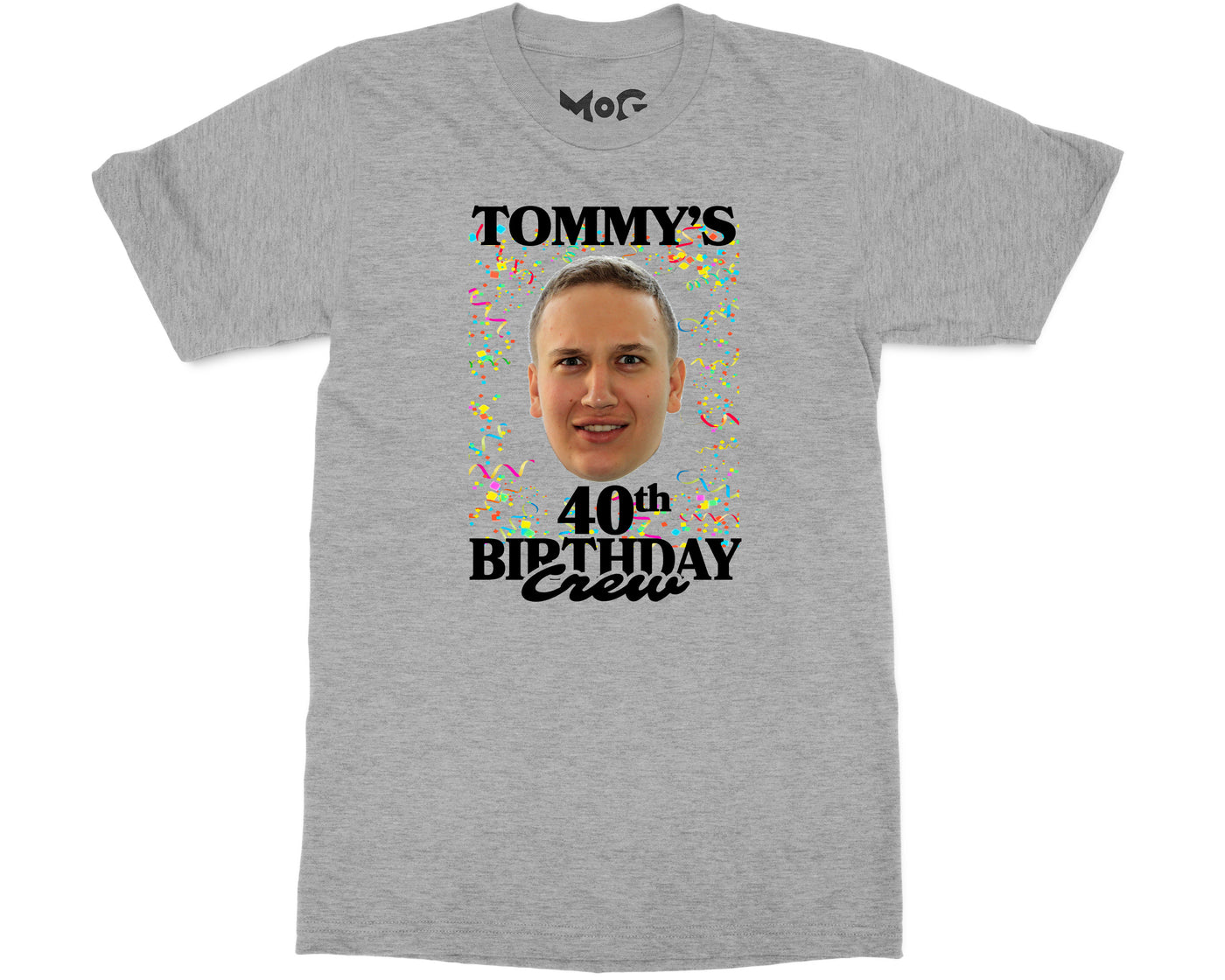 Personalised 40th Birthday Party T-shirt Custom Photo Confetti Shirt