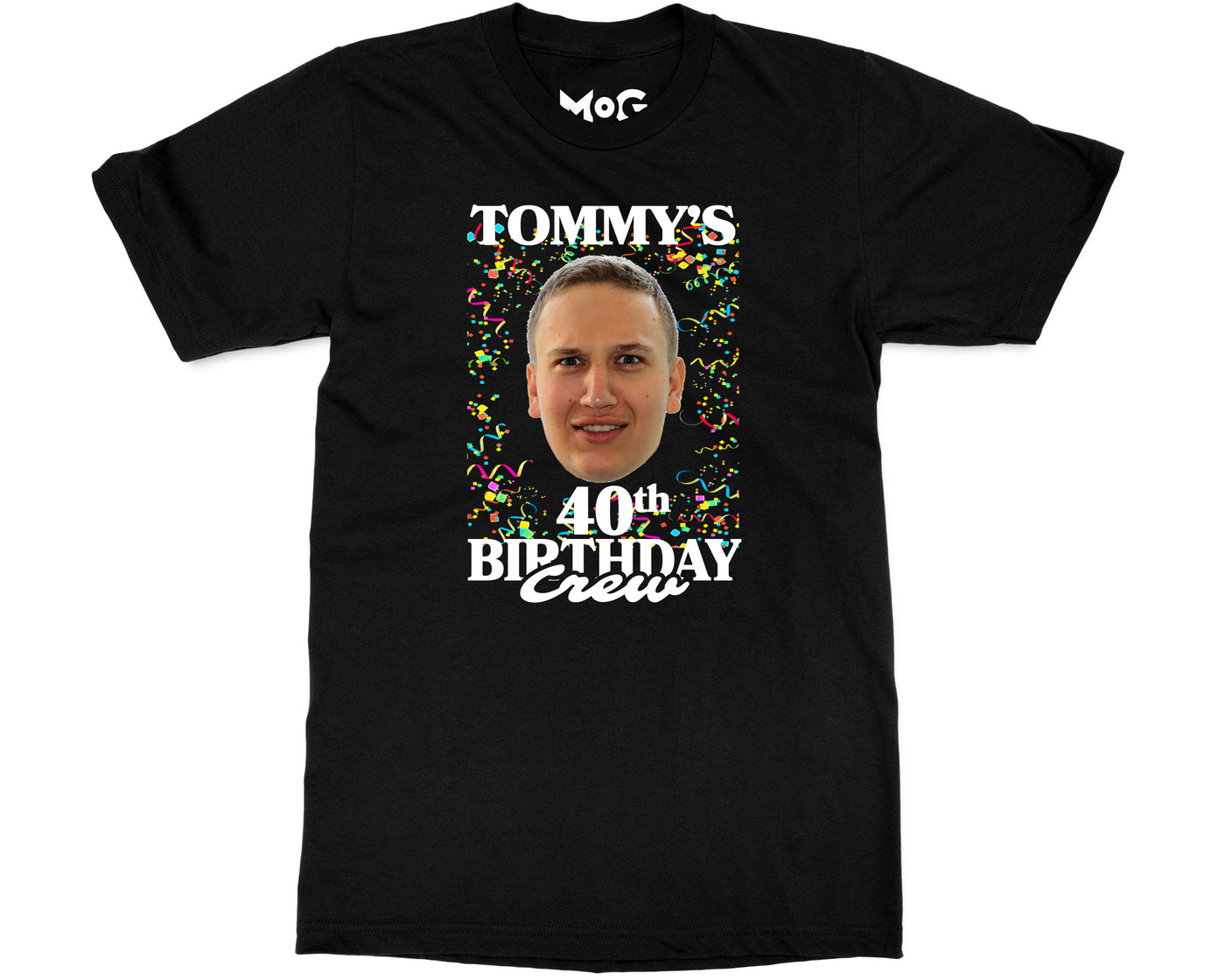 Personalised 40th Birthday Party T-shirt Custom Photo Confetti Shirt
