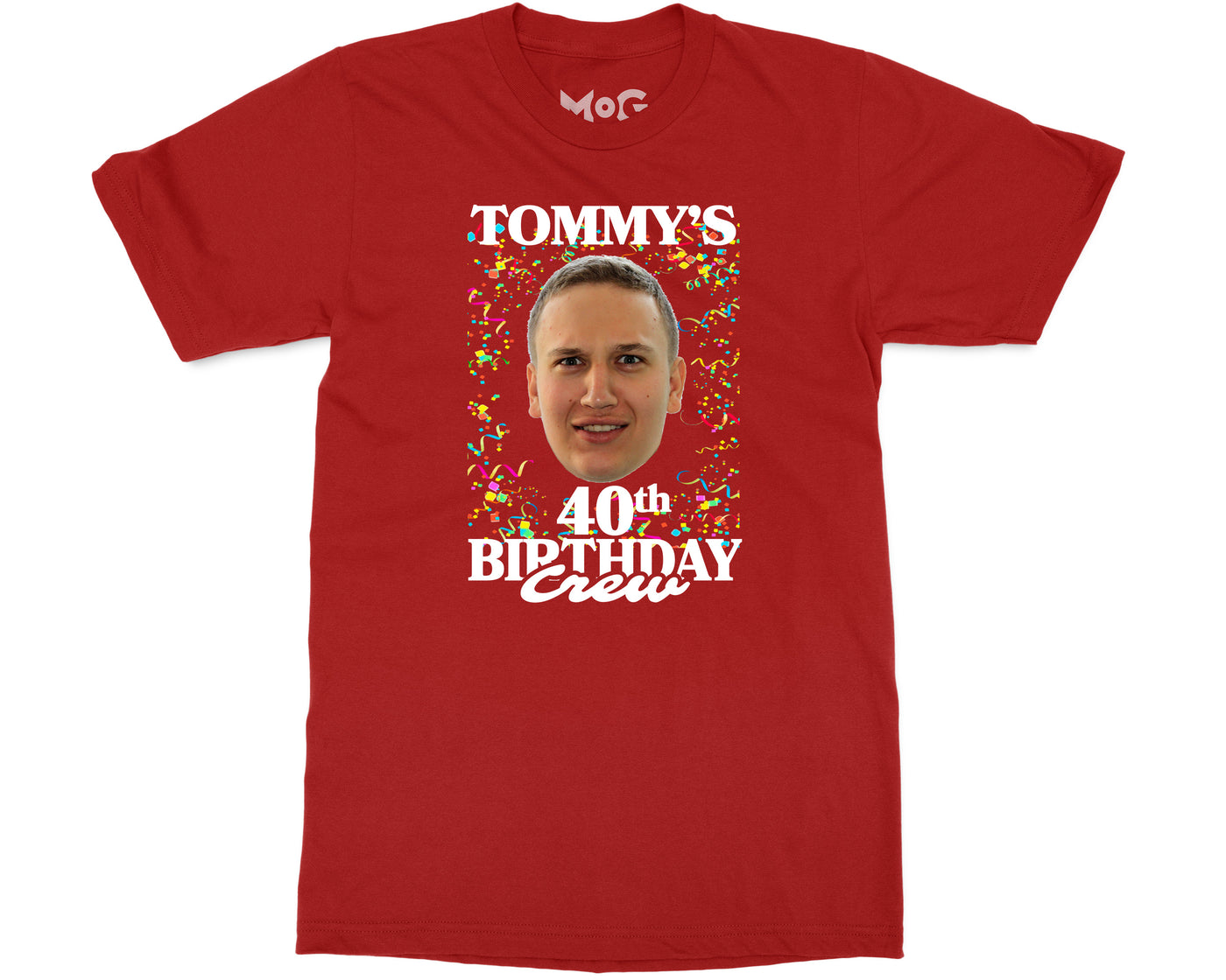 Personalised 40th Birthday Party T-shirt Custom Photo Confetti Shirt
