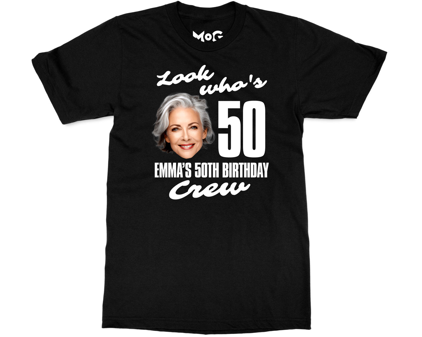 Look Who's 50 Custom Face Birthday T-shirt Personalised Photo Gift Tee