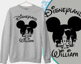 Mickey Minnie Disneyland Printed Sweatshirt, Personalised Sweater Men Women Disney Lovers, Customised Matching Family Jersey, Birthday Gift