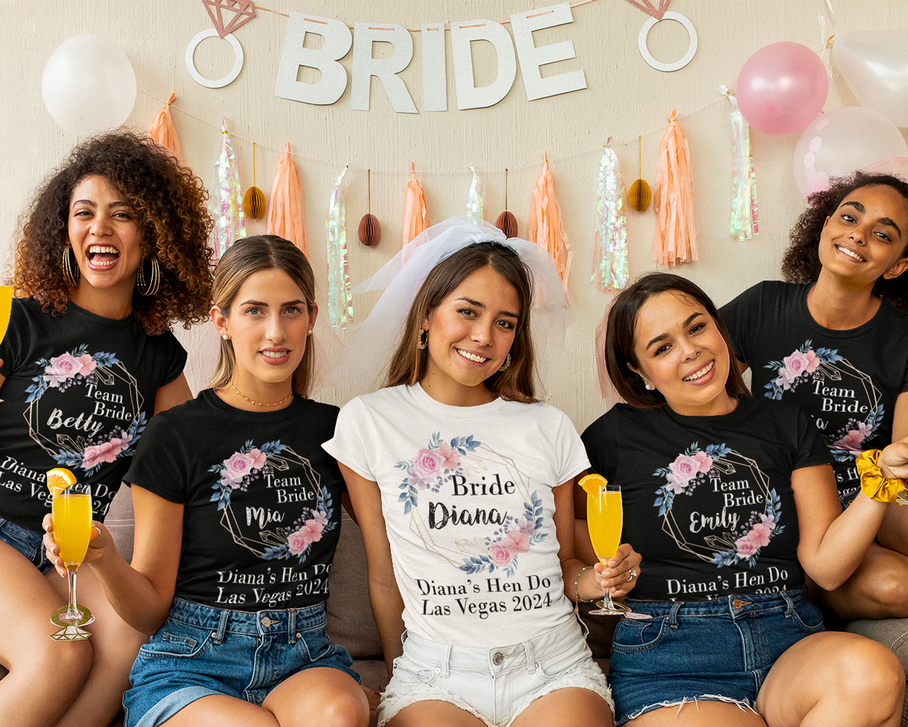 Personalised Hen Party T shirt Custom Bride Hen Do Tee Bachelorette Pa Mog Print