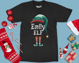 Funny Elf Christmas T-shirt, Custom Name Personalised Xmas Family Matching Tee