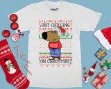 Christmas Chilling T-shirt Chill Guy Tee Viral Dog Meme Top Xmas Gifts