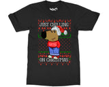 Christmas Chilling T-shirt Chill Guy Tee Viral Dog Meme Top Xmas Gifts