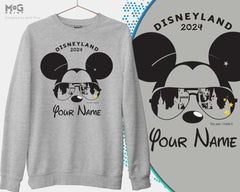 Mickey & Minnie Personalised Name Disneyland Sweatshirt Custom Disney Paris Holiday Tops Men Women Kids