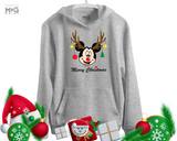 Mickey Minnie Merry Christmas Hoodie Reindeer Antlers Matching Family Xmas Hoody