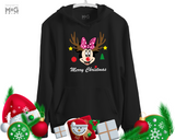 Mickey Minnie Merry Christmas Hoodie Reindeer Antlers Matching Family Xmas Hoody