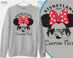 Mickey & Minnie Personalised Name Disneyland Sweatshirt Custom Disney Paris Holiday Tops Men Women Kids