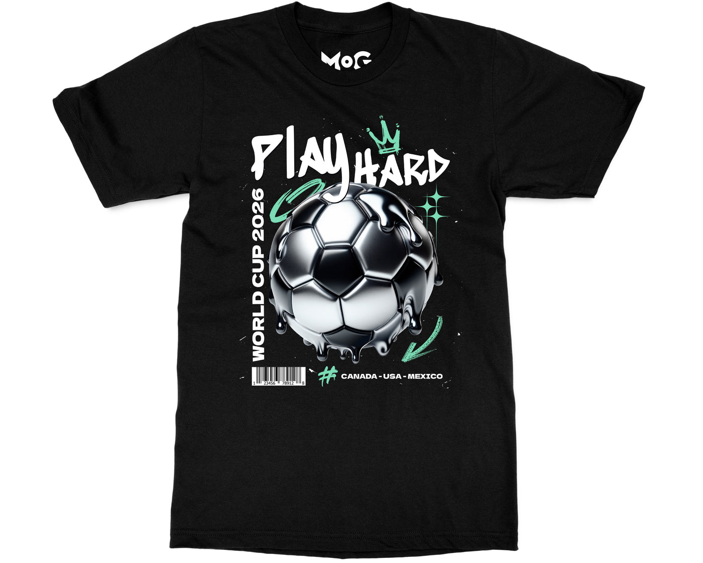 Play Hard Football World Cup T-shirt Canada USA Mexico Streetwear Tee