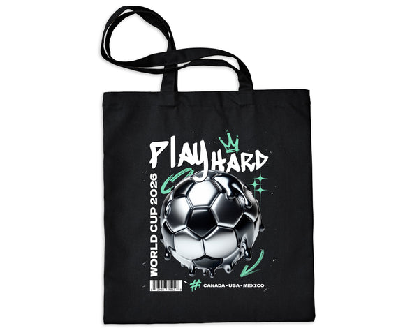 Play Hard Football World Cup 2026 Tote Canada USA Mexico Canvas Bag