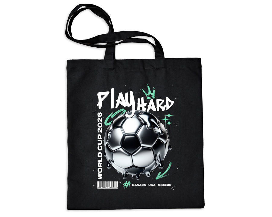 Play Hard Football World Cup 2026 Tote Canada USA Mexico Canvas Bag