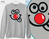 Red Nose Day Sweatshirt Funny Googly Eyes School Event Jumper