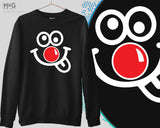 Red Nose Day Sweatshirt Funny Googly Eyes School Event Jumper