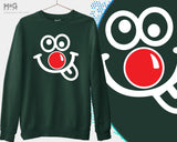 Red Nose Day Sweatshirt Funny Googly Eyes School Event Jumper