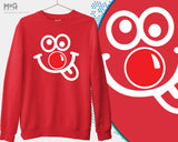 Red Nose Day Sweatshirt Funny Googly Eyes School Event Jumper