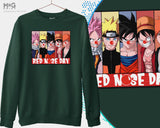 Red Nose Day 2026 Sweatshirt Anime Heroes Kids Adults Manga Fans Gifts