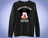 Mickey Minnie Face Red Nose Day 2026 Sweatshirt Matching Disney Gifts
