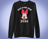 Mickey Minnie Face Red Nose Day 2026 Sweatshirt Matching Disney Gifts
