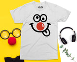 Red Nose Day T-shirt Googly Eyes Tongue Out Kids School Event Gift Top