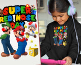 Red Nose Day Super Mario Hoodie Luigi Princess School Event Gamer Gift