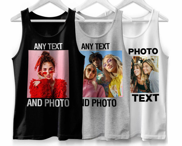 Personalised Tank Top Custom Photo Text Vest Printed Sleeveless Tee