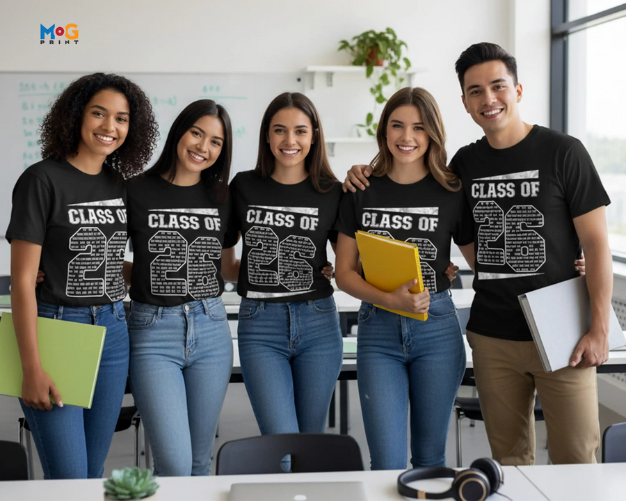 Personalised Class of 2026 Leavers T-shirt Custom Graduation Party Tee