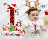 My 1st Christmas Babysuit Xmas Theme Party Teddy Bears & Santa Romper