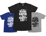 Funny Christmas Slogan T-shirt Santa Naughty List Joke Xmas Gift Shirt for Kids