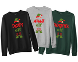 Custom Family Elf Christmas Sweatshirt, Group Matching Funny Santa Xmas Eve Top