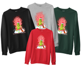 Christmas Is Coming Sweatshirt Grinch on Candy Cane Throne Jumper Funny Xmas Top