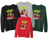 Merry Kiss My Ass Sweatshirt, Unisex Xmas Jumper, Funny Grinch Top for Men Women