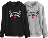 Red Nose Reindeer Hoodie Merry Christmas Sweater Rudolph Santa Antlers Xmas Top