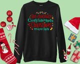 Hot Chocolate Cozy Blankets & Christmas Movies Funny Xmas Sweatshirt 2025, Christmas Movies Unisex Ladies Xmas, Girls Christmas Sweater