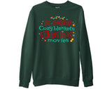Hot Chocolate Cozy Blankets & Christmas Movies Funny Xmas Sweatshirt 2025, Christmas Movies Unisex Ladies Xmas, Girls Christmas Sweater